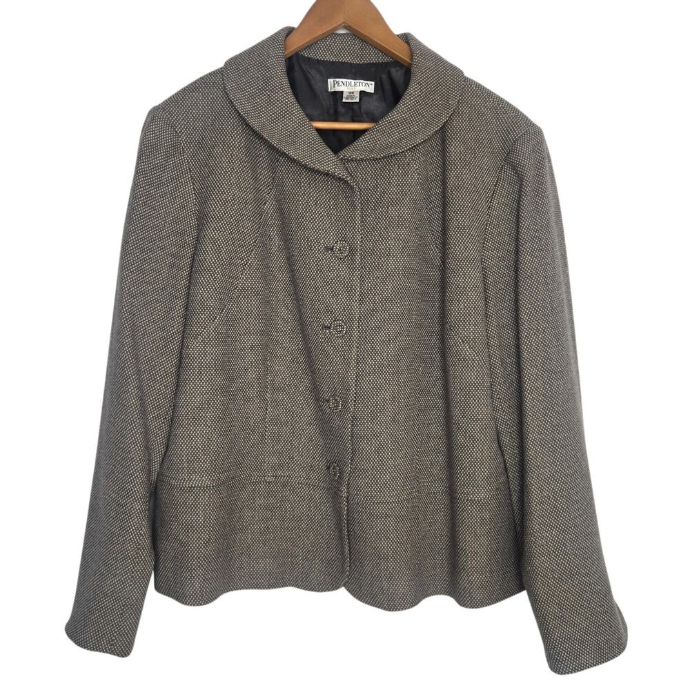 Pendleton Plus Womens Wool Tweed Blazer Heritage Academia Preppy 18W Modest